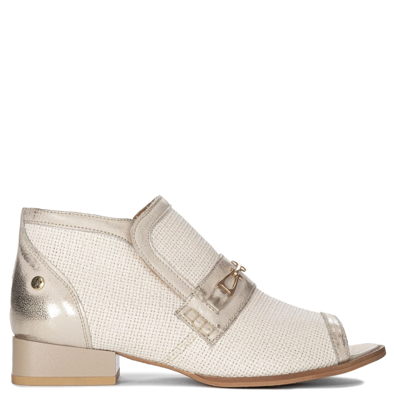 Maciejka Leather Peep Toe Woven Boots Gold 06934-25/00-1