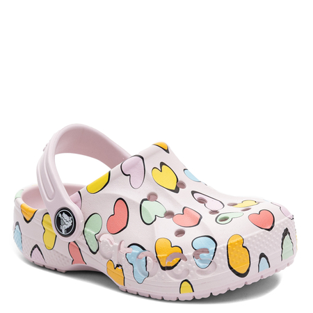 Crocs Classic Heart Print Clog Kids Clogs Sandals Lightweight Pink 209729-6PI