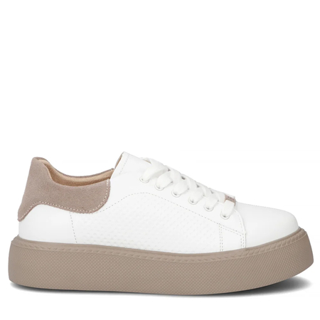 Filippo Skórzane Sneakersy Damskie Półbuty Na Platformie Białe DP7502-26-WH