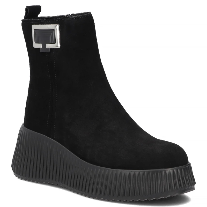 Filippo Suede Leather Platform Ankle Boots Black DBT6392-26-BK