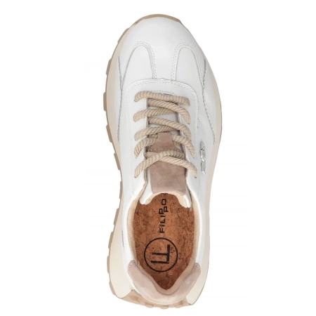 Filippo Fashionable Leather Platform Women's Sneakers White DP7498-26-WH