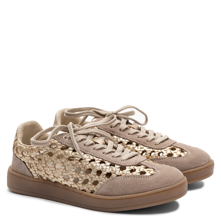 Gioseppo Skórzane Sneakersy Ażurowe Złote 78649-IJEBU-GOLD