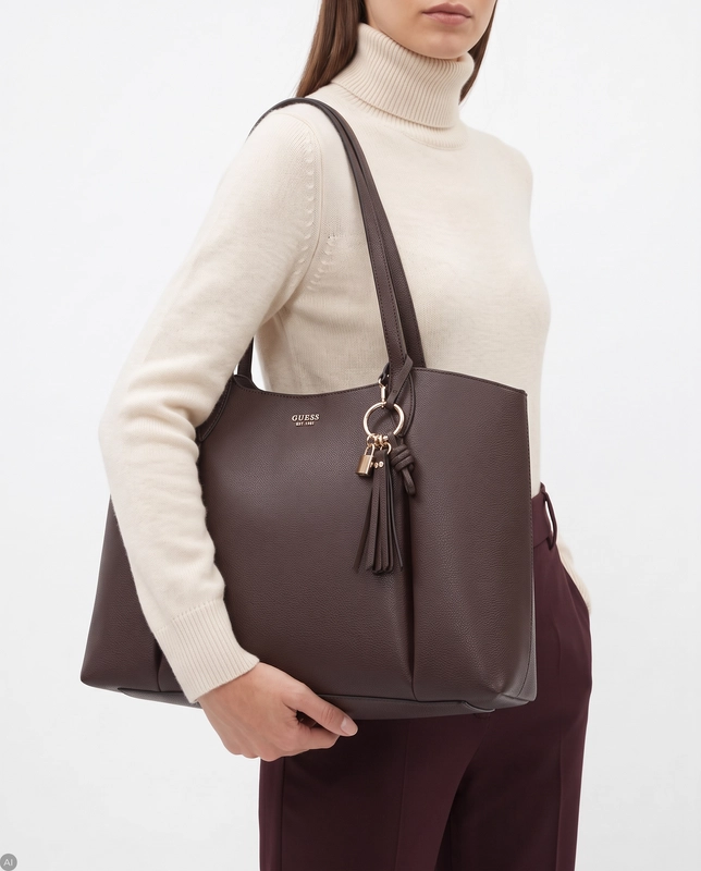 Guess Torebka Tote Melody Czekoladowy Brąz HWBG9735230
