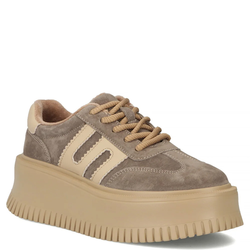 Filippo Zamszowe Sneakersy Damskie Na Platformie Beżowe DP7111-26-TP