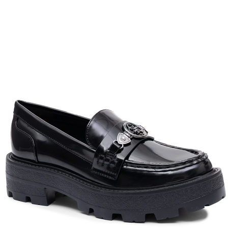 Guess Eleganckie Lakierowane Mokasyny Masywne Czarne FLFYAA-ELE14-BLK