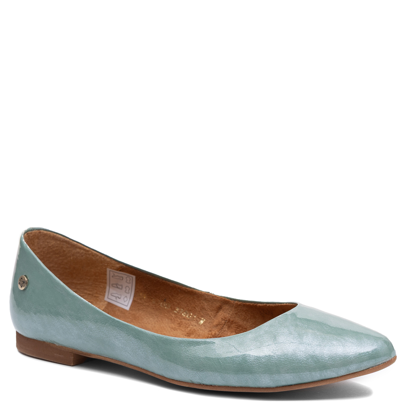 Maciejka Leather Ballerinas Almond Toe Flat Green 4100W-16/00-8