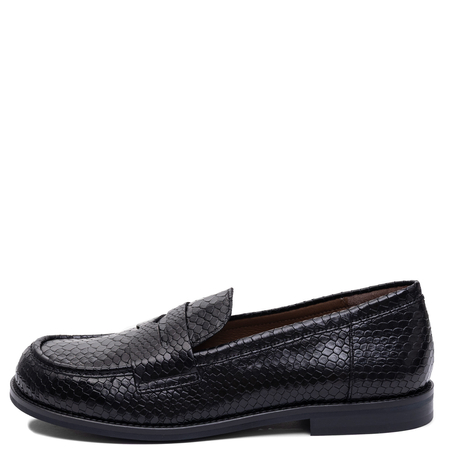 Wonders Women's Leather Loafers Animal Print Black A-4620