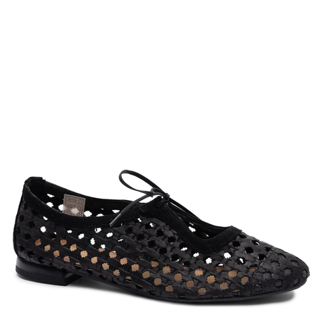 Maciejka Leather Perforated Lace-Up Flats Black 07303-01/00-1