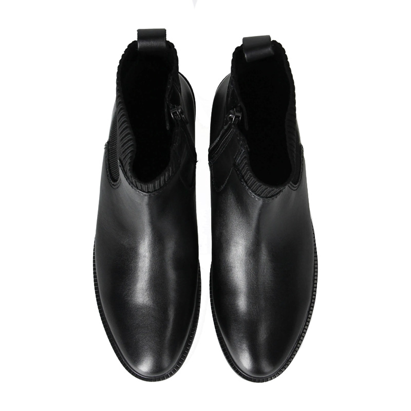 Marco Tozzi Black Leather Women's Ankle Boots with Ribbed Sock Collar Black 2-25320-45-888