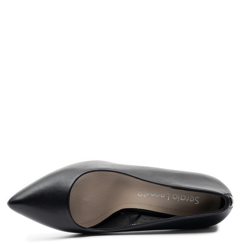 Sergio Leone Pointed-Toe Block-Heel Pumps Black PB216-CZARNY-PU