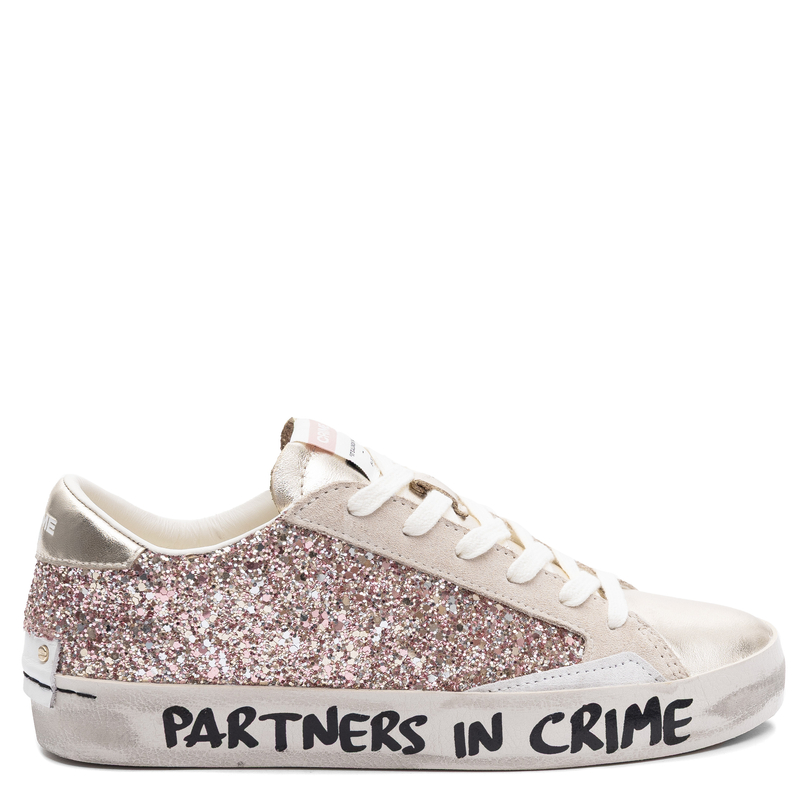 Crime London Leather Glitter Sneakers Pink 20008PP7.26