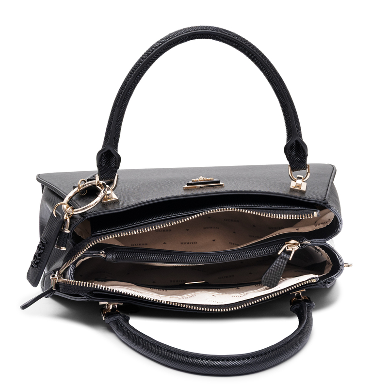 Guess Klasyczna Torebka Kuferek Do Ręki I Na Ramię Elegancka Czarna HWZG9672070-BLACK