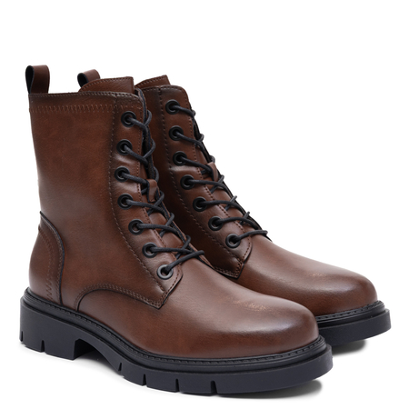 Stylish Brown Lace-Up Ankle Boots On A Chunky Sole TR-04-S Brown