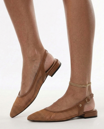 Maciejka Mesh Slingback Flats Pointed Toe Brown K7525-29/00-1