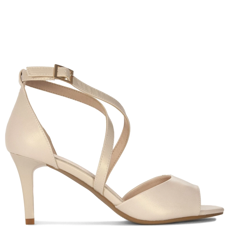 Sergio Leone Women's Beige Pearl Sandals