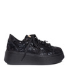 Maciejka Leather Platform Black Sneakers With Jewel Sharm 6191W-02/00-8