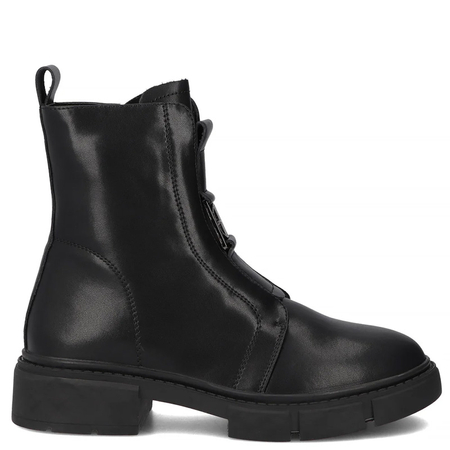Filippo Leather Insulated Women's Ankle Boots Flat Heel Black DBT652425BK