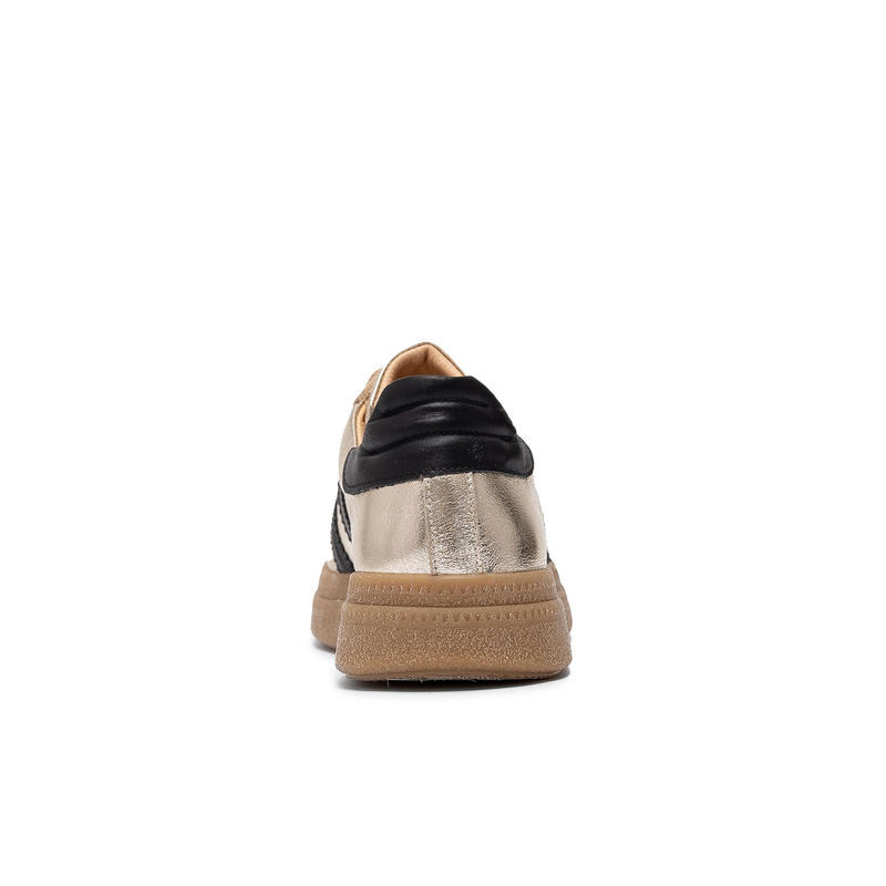 Boccato Skórzane Półbuty Sneakersy na Platformie Złote 050-71317-GOLD