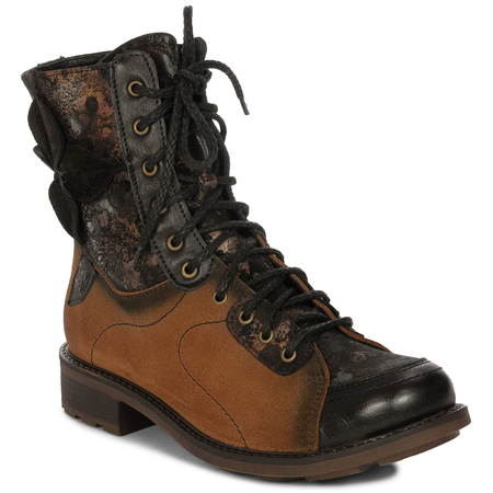 Maciejka Suede Lace-Up Ankle Boots Side-Zip Rust Black 07004-29/00-8