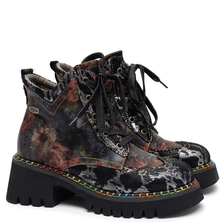Laura Vita Oyao 02 Women's Leather Platform Ankle Boots Multicolour 0008207-OYA-NOIR