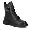 Filippo DBT6408 Skórzane botki damskie workery czarne z ozdobą