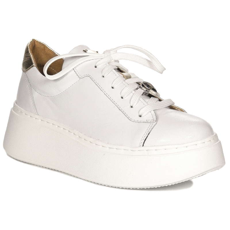 Maciejka Leather Platform Sneakers Lace-Up White 06191-11/00-8