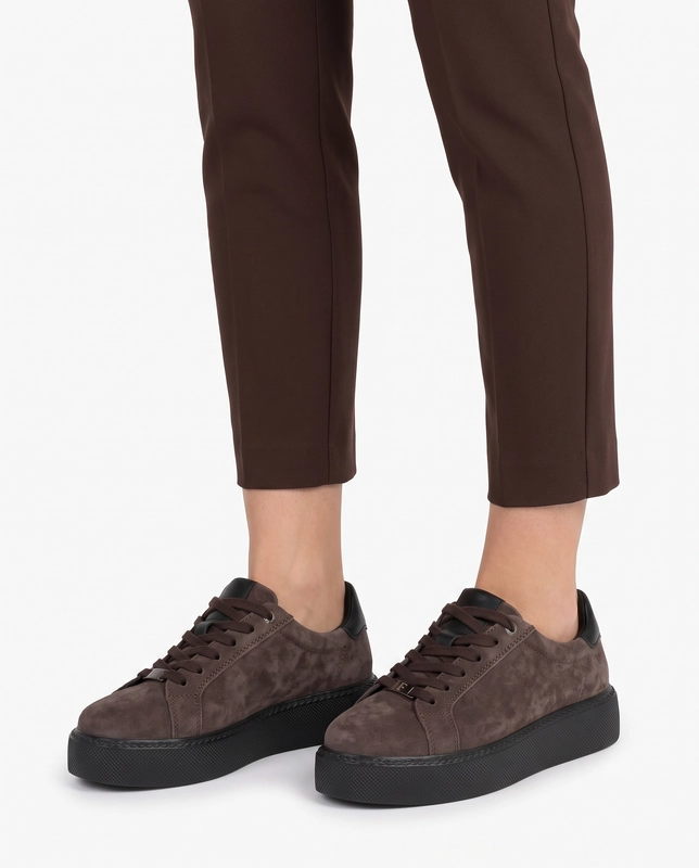 Filippo Leather Platform Sneakers Brown DP6119-26-BR-BK
