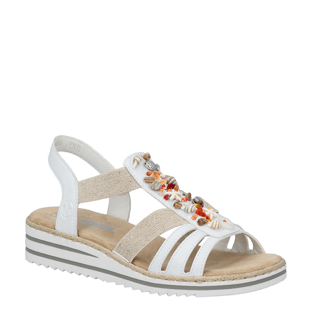 <h1 style="font-size: 18pt; font-weight: bold;">Rieker Comfortable Flat Sandals With Seashells White V0656-80