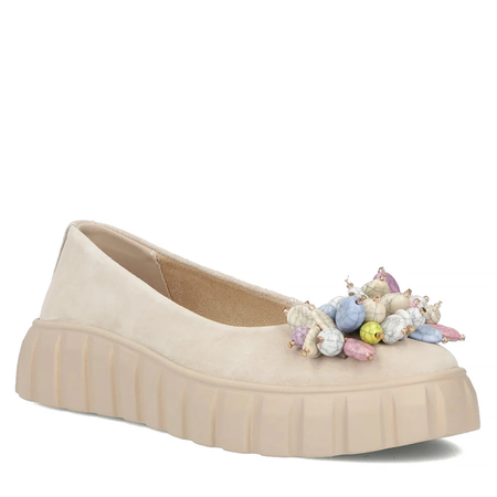 Filippo Suede Leather Platform Shoes Beige DP6996-26-BE