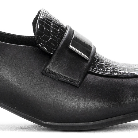 Maciejka Pumps Leather Block-Heel Loafers Patent Black 06285-01/00-7