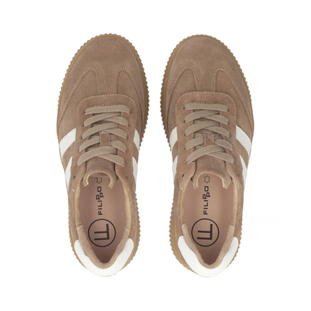 Filippo Beige and White Leather Sneakers