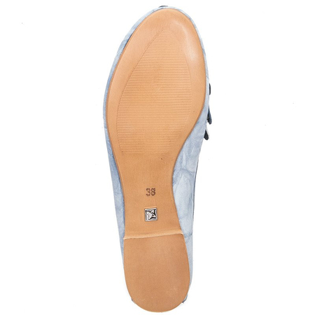 Maciejka Leather Ballet Flats Artisanal Weave Flat Heel Blue 01358-45-00-0