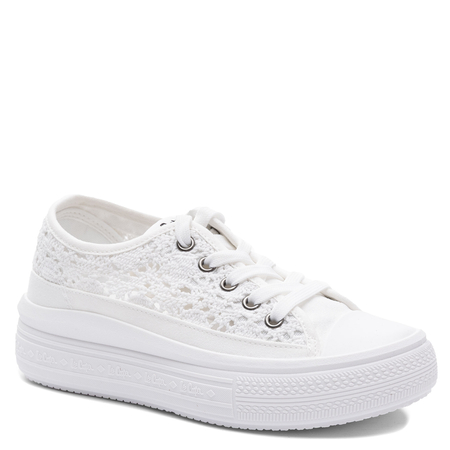 Lee Cooper Materiałowe Trampki Na Platformie Ażurowe Białe LCW-26-44-4485L