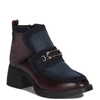 Maciejka Leather Two-Tone Block-Heel Ankle Boots With Side Zip Burgundy-Navy A6747-23/00-8