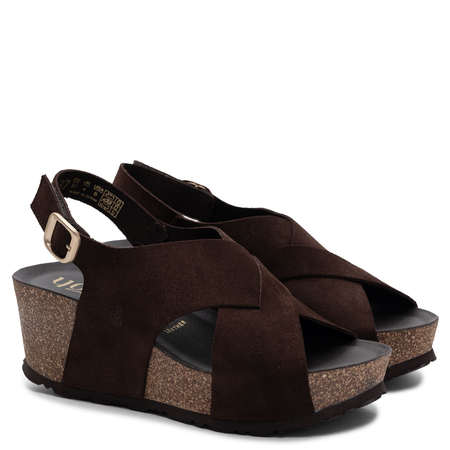 Yokono Bari Wedge Sandals Suede Brown BARI-263-SER-MAR