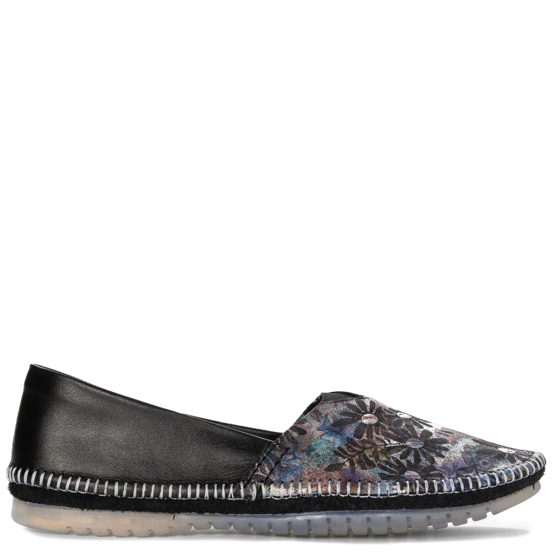 Maciejka Women's Leather Half Shoes Black Multi Floral