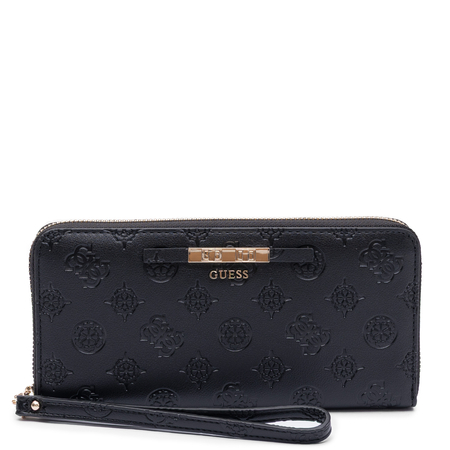 Guess Elegancki Zapinany Na Zamek Portfel Damski Z Paskiem Czarny SWPD2225146-BLACK