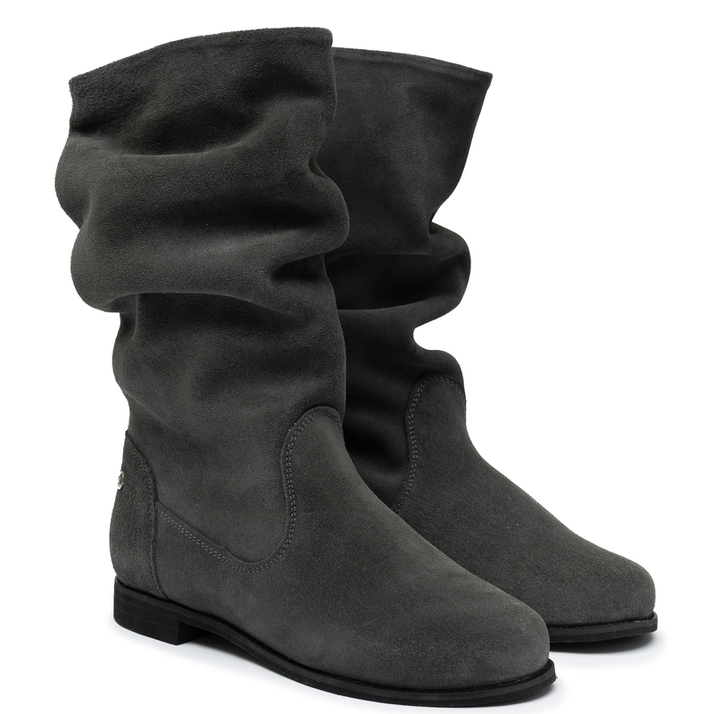 Maciejka Genuine Suede Leather Slouchy Boots Flat Heel Grey 5057W-13/00-6