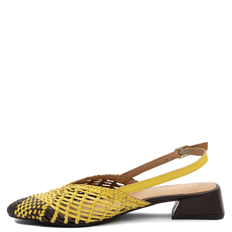 Gioseppo Woven Leather Slingback Pumps Yellow 79267-YELLOW