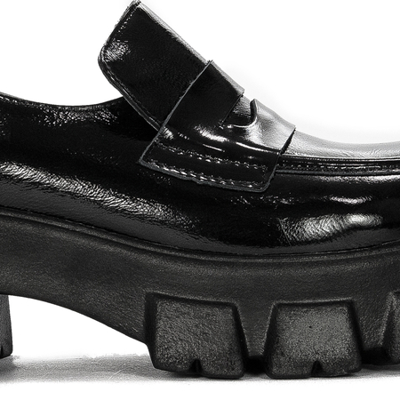 Venezia Women's shoes, loafers, leather lacquer Black