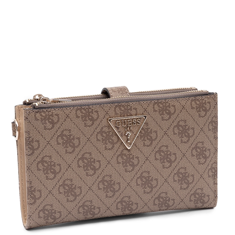 Guess Elegancki Zapinany Na Zamek Portfel Damski Z Paskiem Beżowy SWSG7459157-LATTE