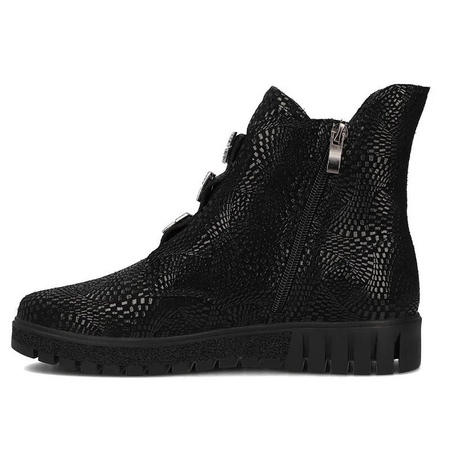 Filippo Black Patternt Suede Ankle Boots for Women