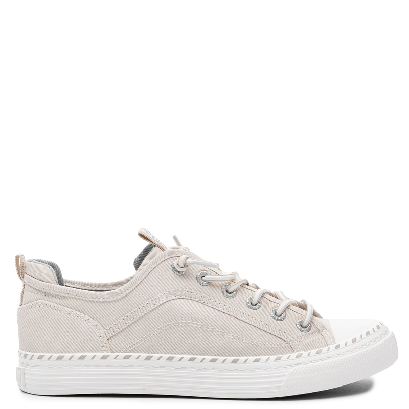 Big Star Tekstylne Sznurowane Sneakersy z Okrągłym Noskiem Beżowe TT274387-BEIGE