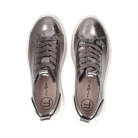 Filippo Leather Gun Metal Low Shoes