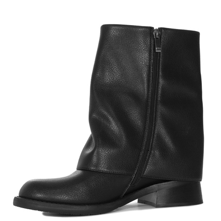 Maciejka Leather Asymmetric Ankle Boots Flat Heel Black K7213-01/00-8