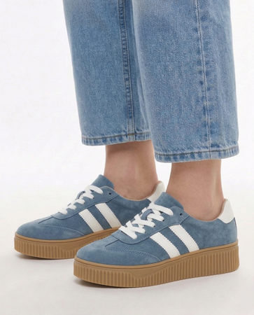 Filippo Skórzane Sneakersy Na Platformie Niebieskie DP6776-26-BL