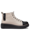 T. Sokolski Leather Platform Ankle Boots with Cap Toe Beige TS-Z24-218-BEIG-BL