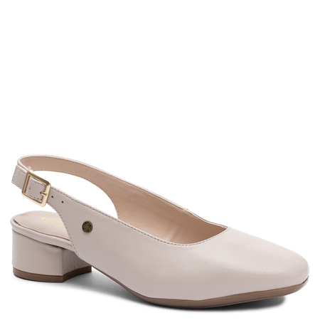 Maciejka Leather Slingback Court Shoes Low Block Heel Beige P7492-37/00-1<