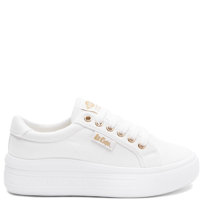 Lee Cooper Sneakersy Na Platformie Damskie Białe LCW-26-44-4474L