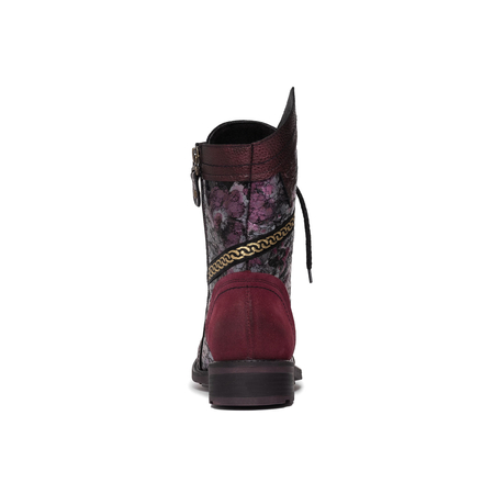 Maciejka Leather Lace-Up Ankle Boots Chain Detail Burgundy 07097-23/00-8